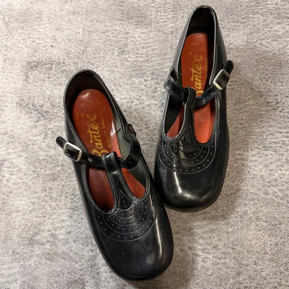 Black Glossy Eyelet Mary Janes